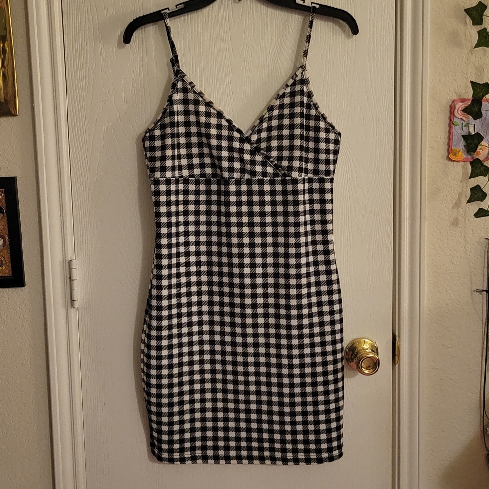 Black Gingham Going Out Dress
